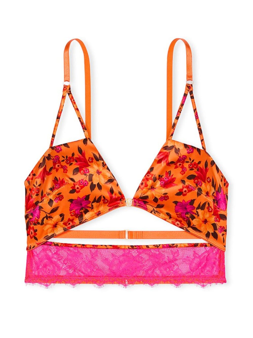 NEW! Victoria's Secret Tropical Satin Lace Cutout Bra Top Small 50309